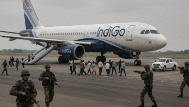 indigo flight threat hyderabad airport security mumbai