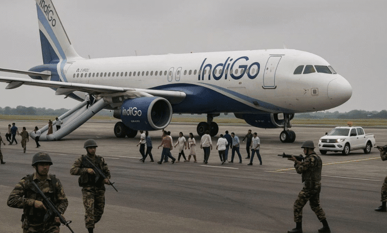 indigo flight threat hyderabad airport security mumbai