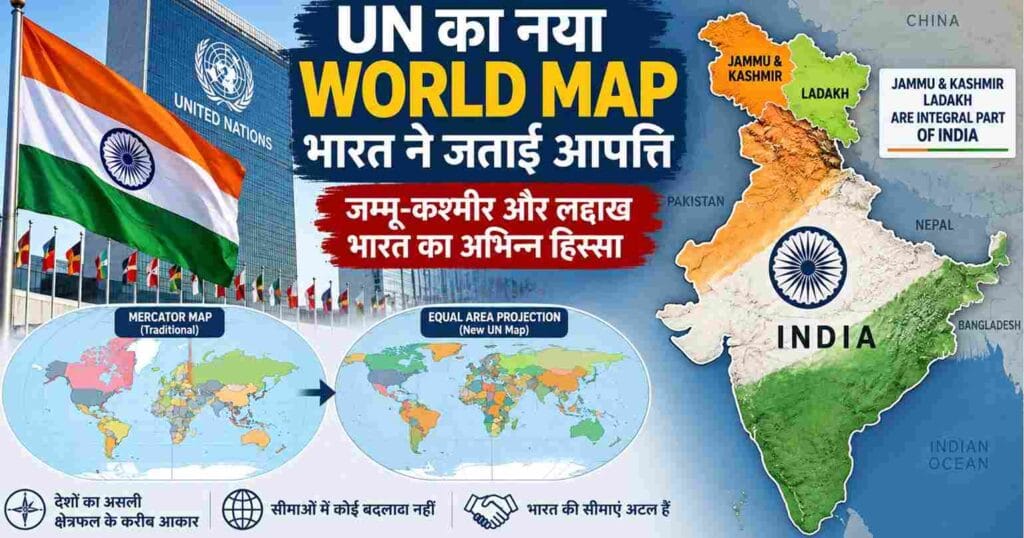नया वर्ल्ड मैप बना चर्चा का केंद्र, भारत ने जम्मू-कश्मीर और लद्दाख पर खींची साफ लकीर 1 UN New World Map