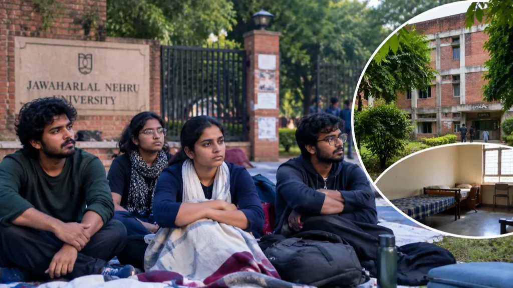 JNU में छात्रों की अनिश्चितकालीन भूख हड़ताल, CPO Manual वापस लेने से लेकर हॉस्टल सुविधाओं तक कई मांगें 1 156256486